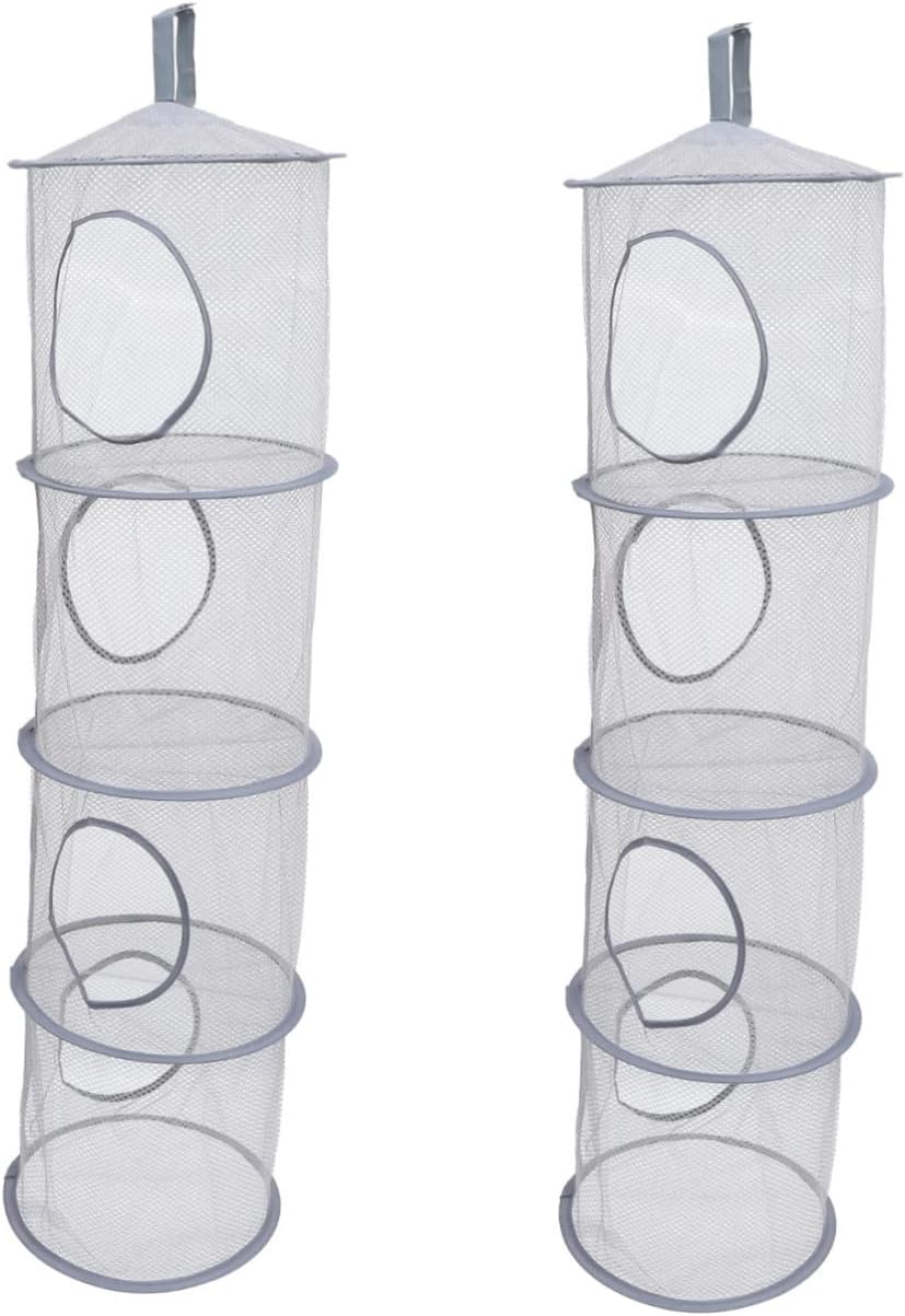 Zerodeko 2pcs Compartment Hanging Net for Underwear and Plush Toy Storage Versatile Mesh Basket for Drying Socks and Toys Space-saving Design
