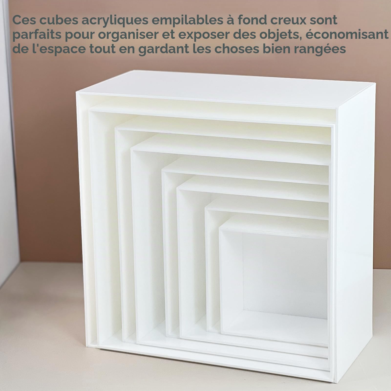 Lot de 8 grands rehausseurs de buffet en acrylique blanc pour table de buffet, présentoirs en acrylique pour restauration, desserts, bijoux, figurines (12,7 cm, 15,2 cm, 17,8 cm, 20,3 cm, 22,9 cm,
