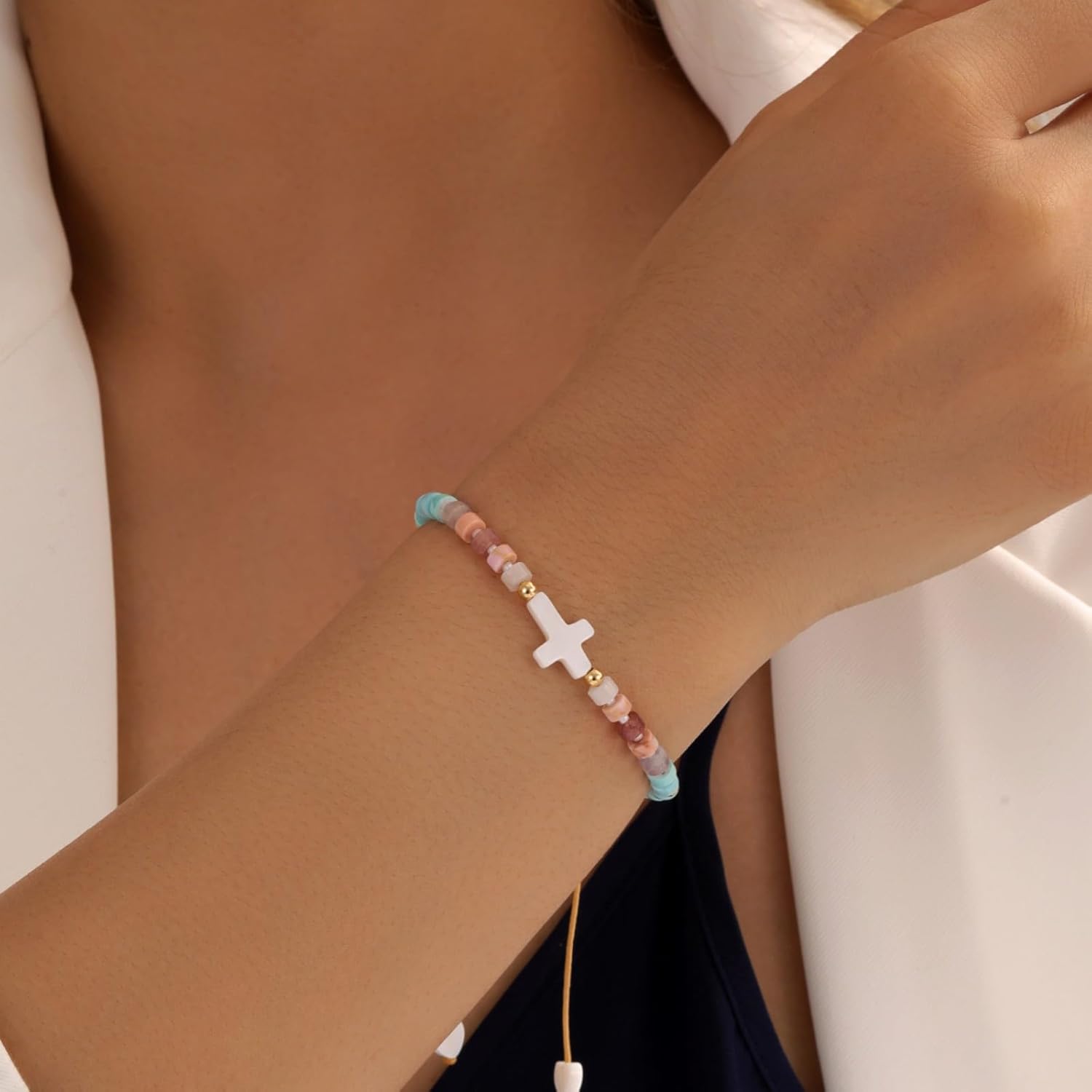 Women’s Adjustable Miyuki Beaded Bracelet, Handmade Double Row Braided Design, Durable Minimalist Jewelry for Everyday Wear, Party and Gift - Image 3