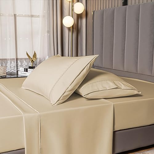 Miniatura 7 de MCO Juego de sábanas de bambú para cama matrimonial, juego de ropa de cama transpirable con bolsillo profundo de 16 pulgadas (4 piezas, matrimonial,