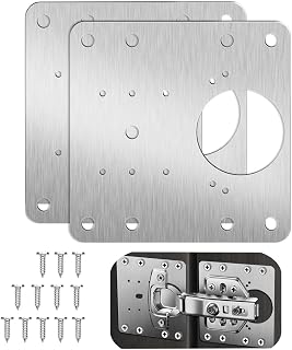 NestNook hinge repair plate with screws, 2 pcs cabinet preparation kit stainless steel kitchen cabinet door hinge repair brackets