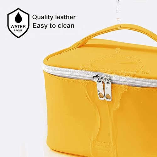 Miniatura 2 de KITENROM Bolsa de maquillaje portátil para mujer, bolsa mediana para maquillaje, organización, impermeable, color amarillo