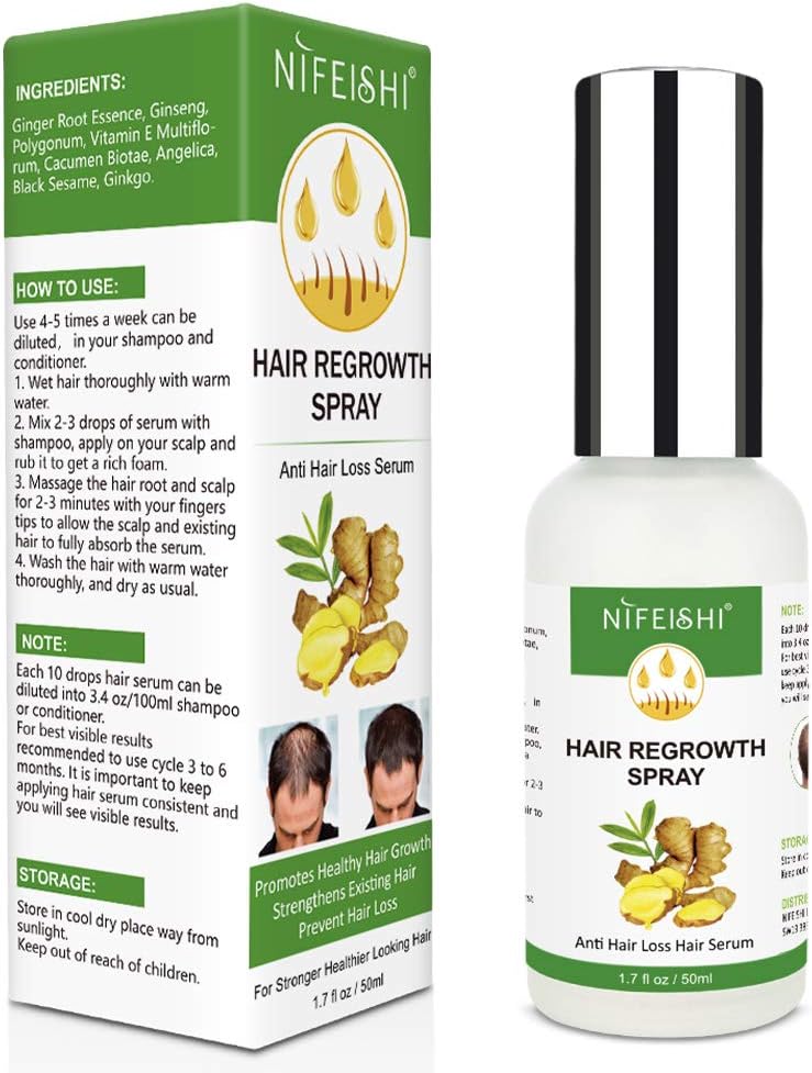 Hair Growth Serum, Ginger Hair Growth Spray, Anti Hair Loss, Promote Hair Growth, Preventing Hair Loss and Hair Growth Oil for Stronger, Thicker, Longer Hair Support for Men & Women(50ml)