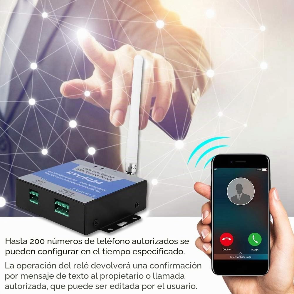 DEWIN Sistema de Control de Acceso, RTU5024 Controlador de Acceso GSM para Teléfono Móvil Interruptor de Control Remoto SMS Control de Puerta