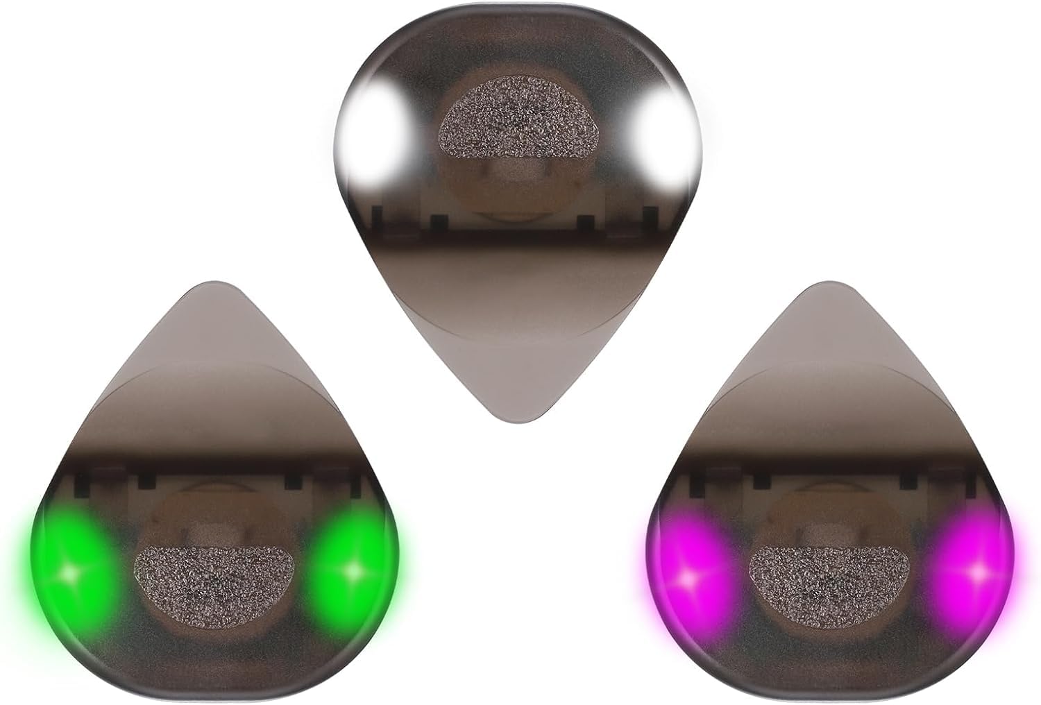 JIZZU 3 Pièces Médiators de Guitare Lumineux, 0,6 mm | Mediator Guitare Personnalisé avec 3 Couleurs Lumière LED, pour Guitare Electrique, Basse, Ukulélé