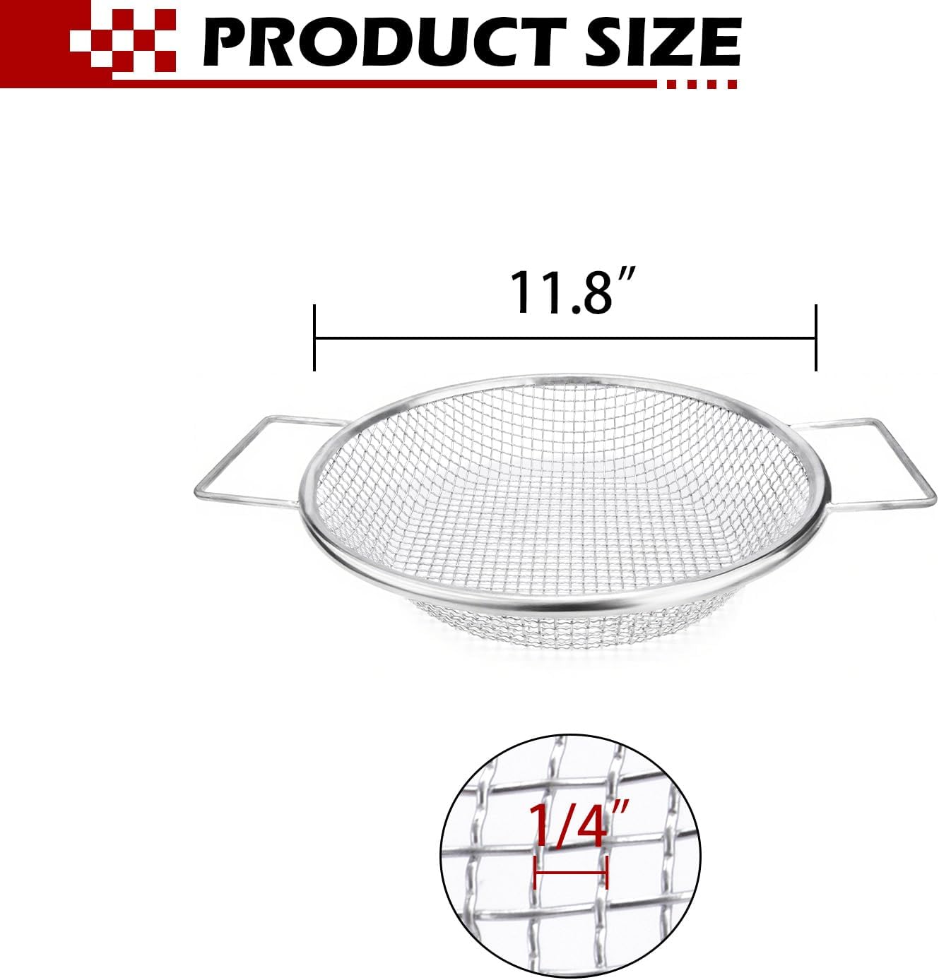 Round Soil Sifter (1/4-inch Mesh) Stainless Steel with Handle