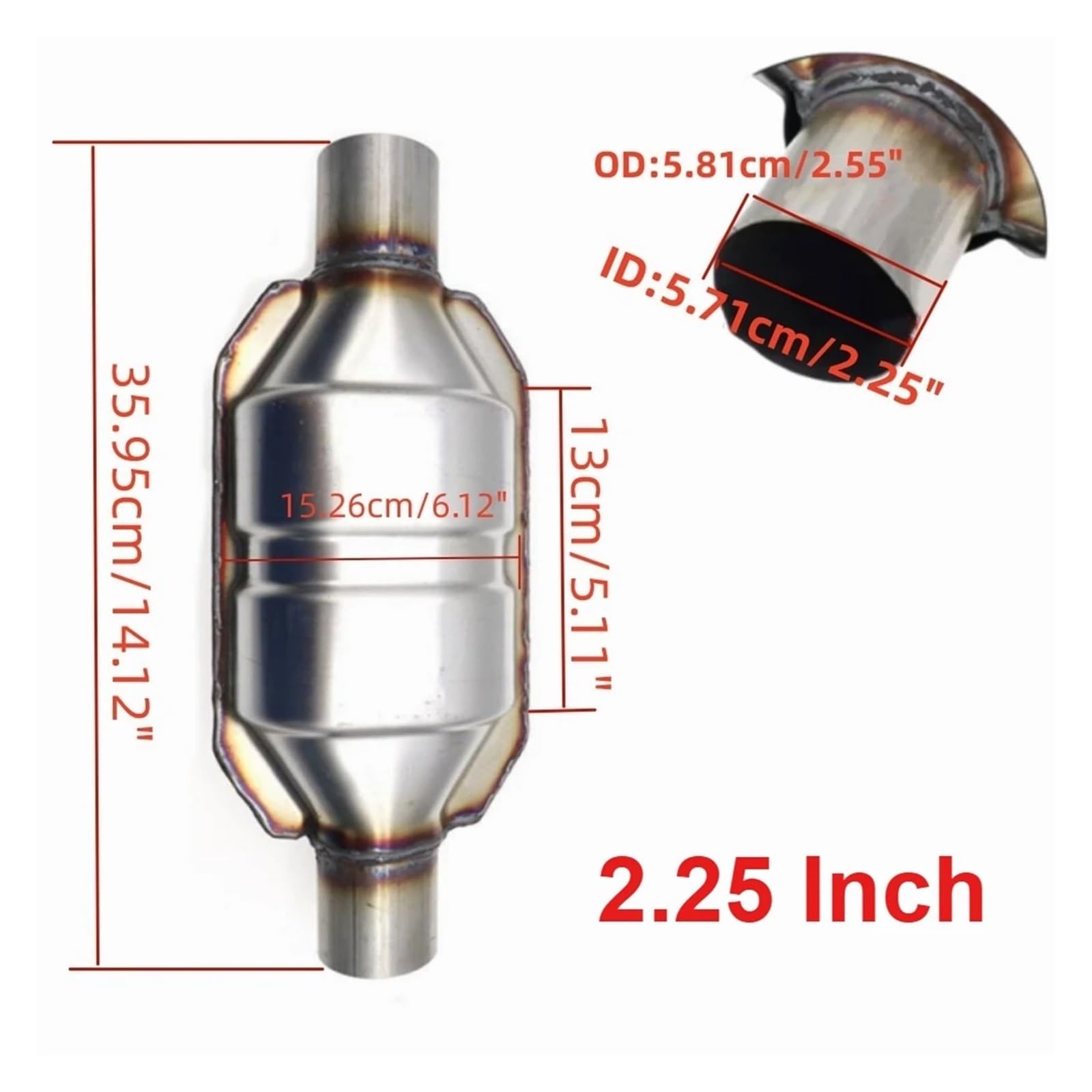 2,25'' Cala 5,7 Cm Uniwersalny Samochodowy Katalizator Wydechowy 400-komorowy Tłumik O Wysokim Przepływie Euro 1 Stal Nierdzewna Środek czyszczący katalizatora benzyny