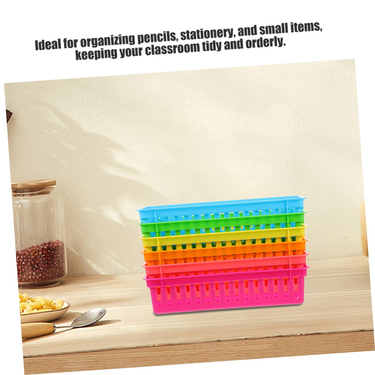 TEHAUX 2 Set Cestini Portaoggetti in Plastica Colorata Per Organizzazione Insegnanti Design Stretto Per Matite E Cancelleria Organizer Multiuso Per Scrivania Casa E Scuola 12 Pezzi*2
