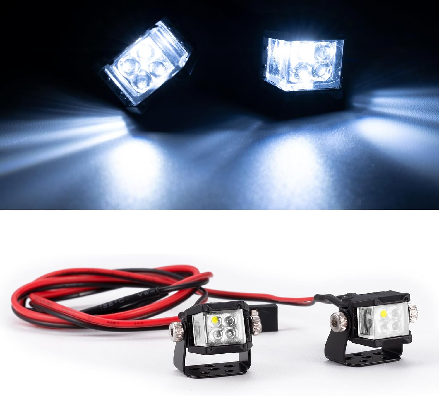 RC LED Lights Front Light Headlight 12mm Upgrade Parts for 1/10 Axial SCX10 90046 TRX4 TRX6 RC Crawler Car Accessories (White)