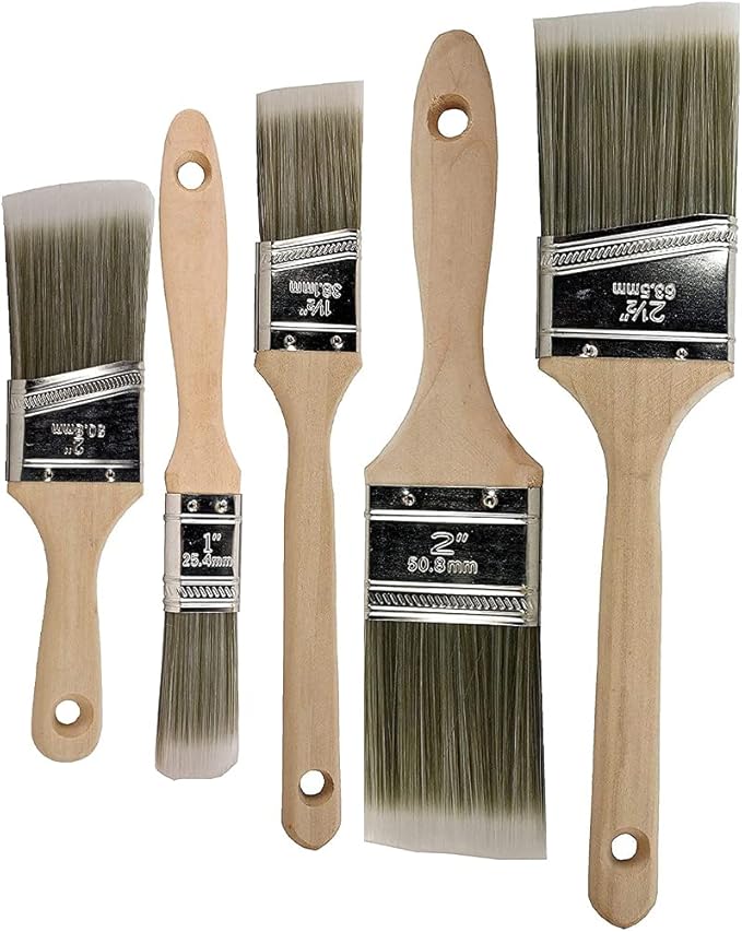 WXA Paint Brushes Set5 Piece, Wood Handle, Premium Wall Brush Set