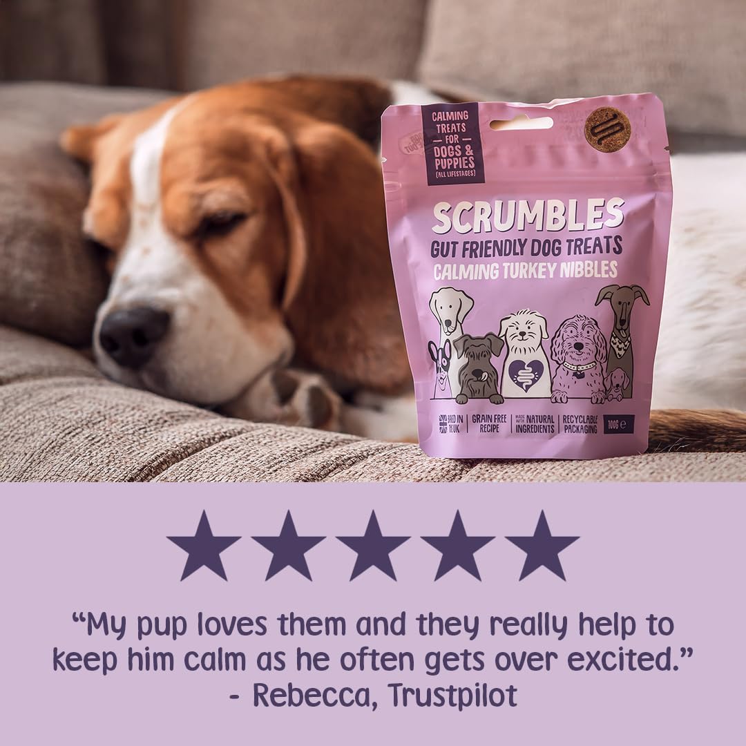 Scrumbles Nibbles, 100% Natural, Calming Dog Treats, Grain Free Turkey Training Treats, 100g pouch — view 5