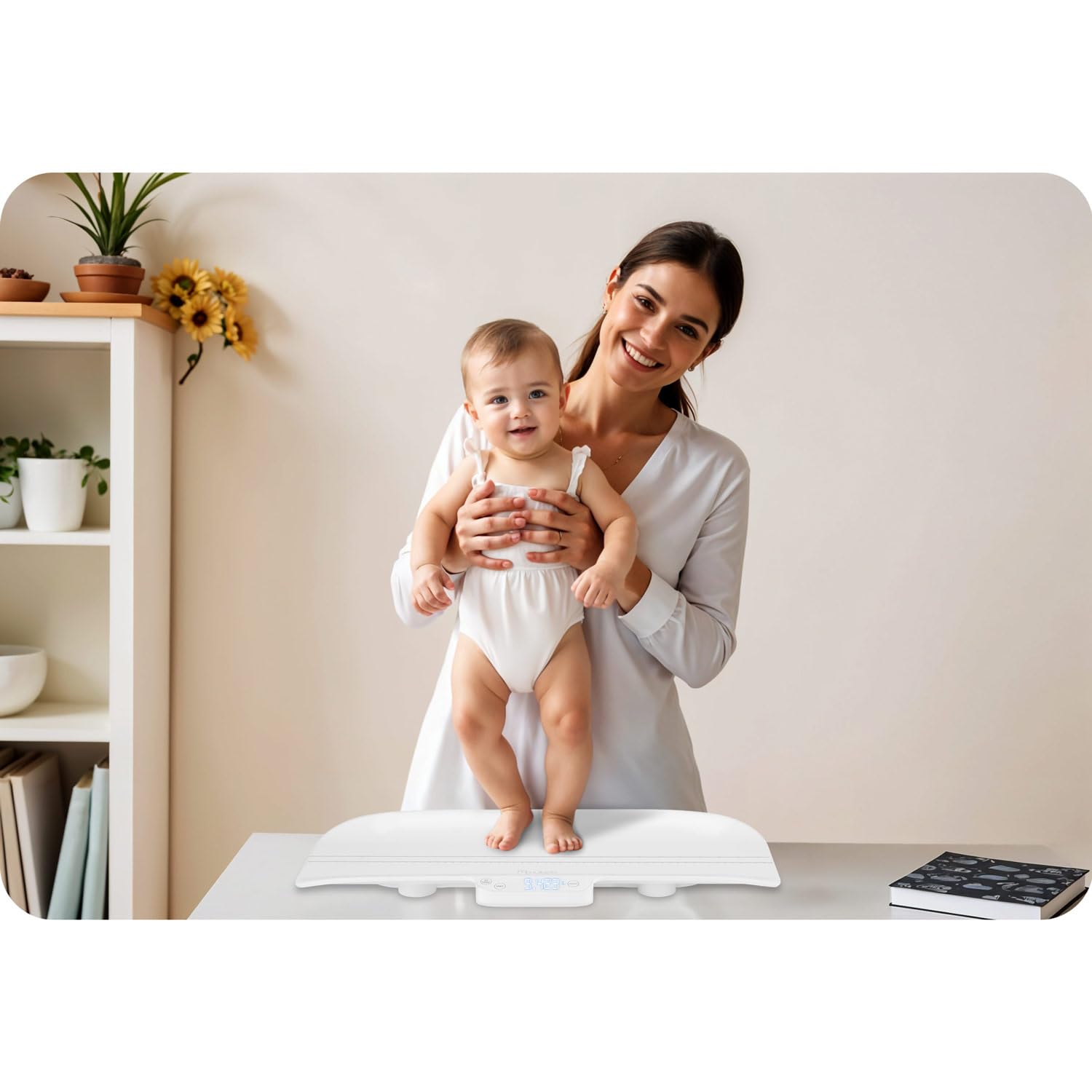 Nukido Bilancia per bambini, 40 kg, portata 5 grammi, precisione con funzione Tara Hold, scala di misurazione integrata, colore bianco