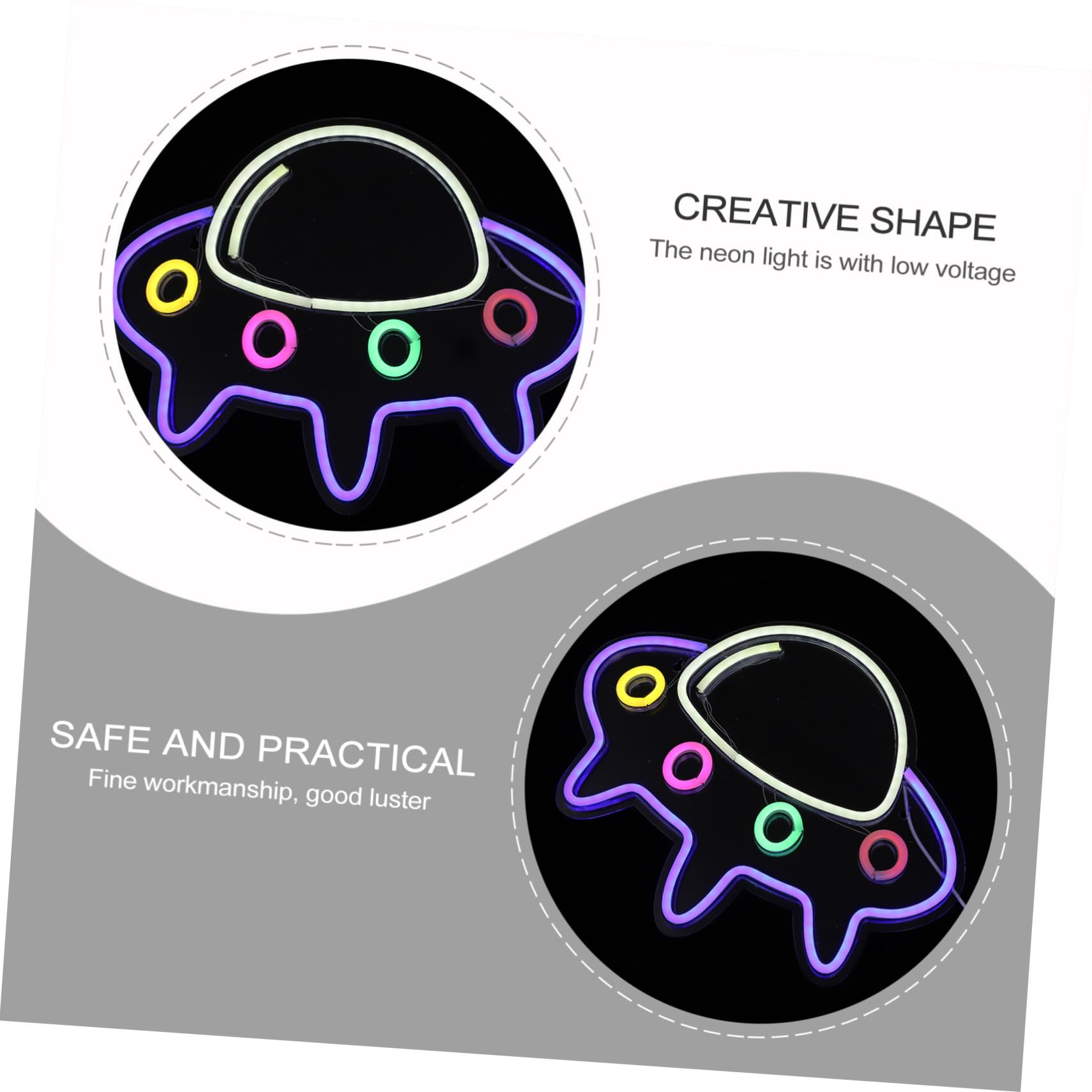 WOONEKY Lámpara LED de Neón con Forma de Nave Espacial Luz Decorativa para Interiores Ambiental USB Iluminación Portátil para Dormitorio y Salón