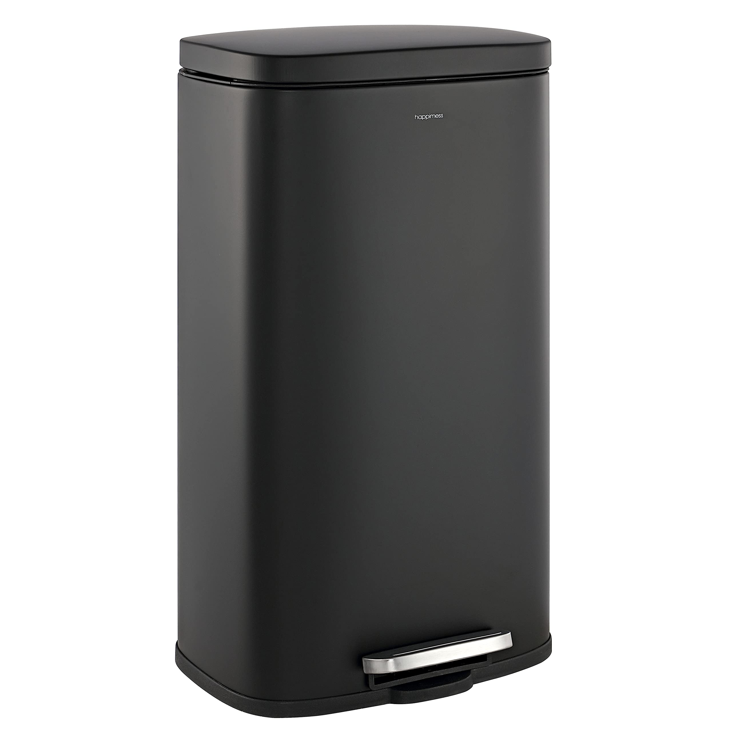 Photo 1 of **SEE NOTES/DAMAGED**
happimess HPM1011B Curtis 8-Gallon Step-Open Trash Can with Soft-Close Lid, Modern, Minimalistic,