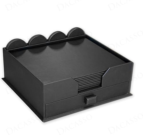 Miniatura 5 de Dacasso Juego de accesorios de lujo de cuero sintético negro con cajón, sala de conferencias de 10 asientos, tapete de mesa de 17 x 14 pulgadas,
