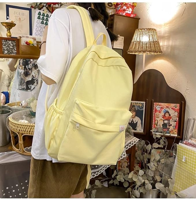 Image of carl vinson Backpack for School | Large Capacity Aesthetic Backpack for Girls | Yellow |