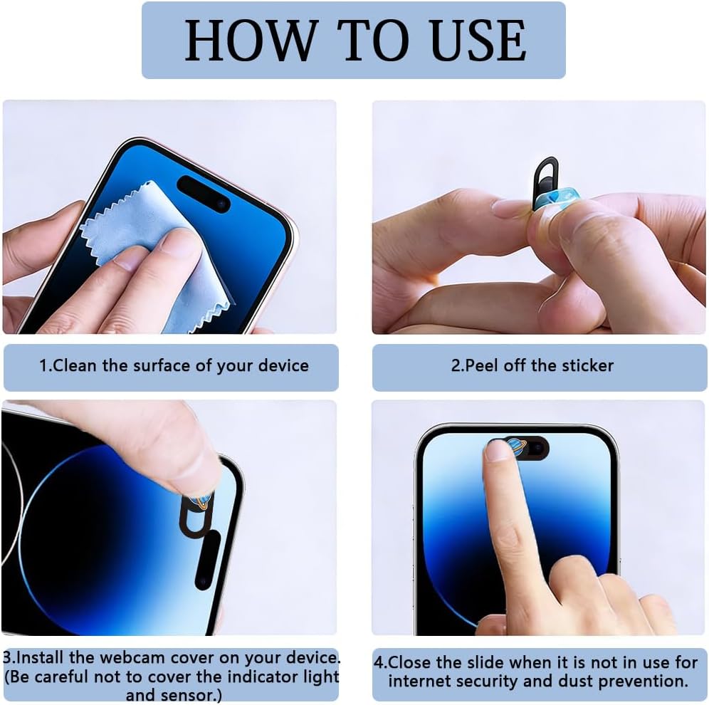 6Pcs 6 Styles Laptop Camera Cover Space 0.03 Inch Ultra Thin Webcam Cover Slide for Mini PC Phone Desktop Computer Tablet Notebook Plastic Durable Privacy Protectors for Home Office Use image 5