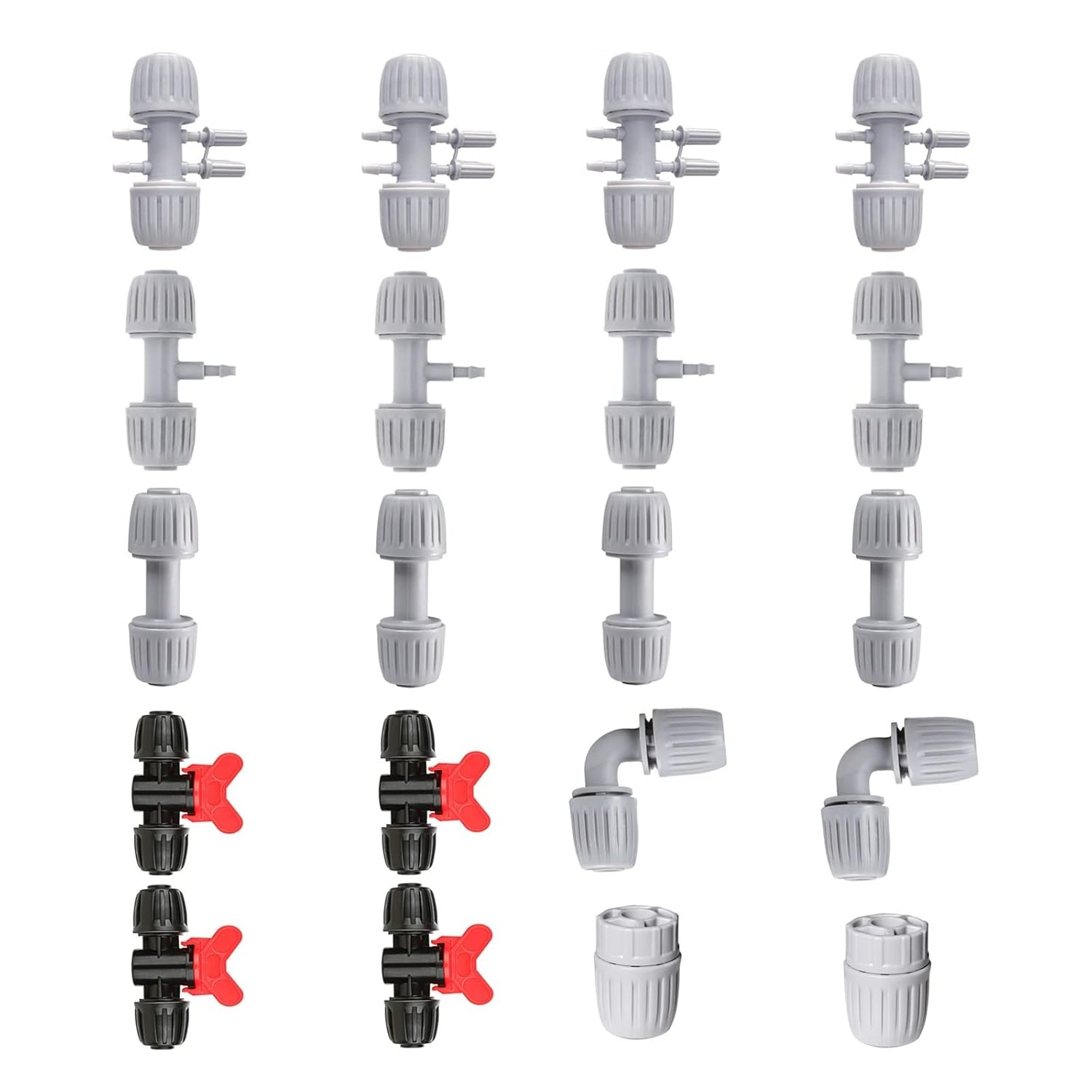 20Pcs 16mm 1/2"to 1/4" Tube Irrigation Hose Fittings Kit