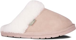 Cloud Nine Women’s Sheepskin Scuff Slippers for Women - Slip-On House Slipper with Genuine Sheepskin, Suede Upper & TPR Sole