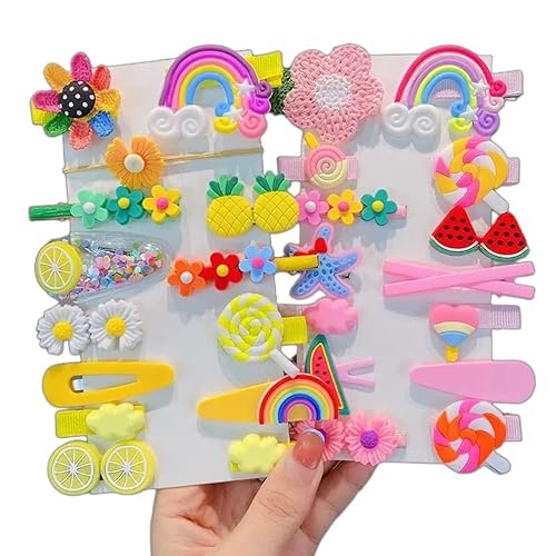 28 pinzas para el cabello de frutas arcoíris dulces, pinzas para el cabello de colores, accesorios para el cabello, horquillas para niñas, bebés,