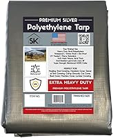 Vista 11 de Toldo de lona de polietileno extra resistente de 16 mil, color plateado, para uso industrial, agrícola, 8 x 20