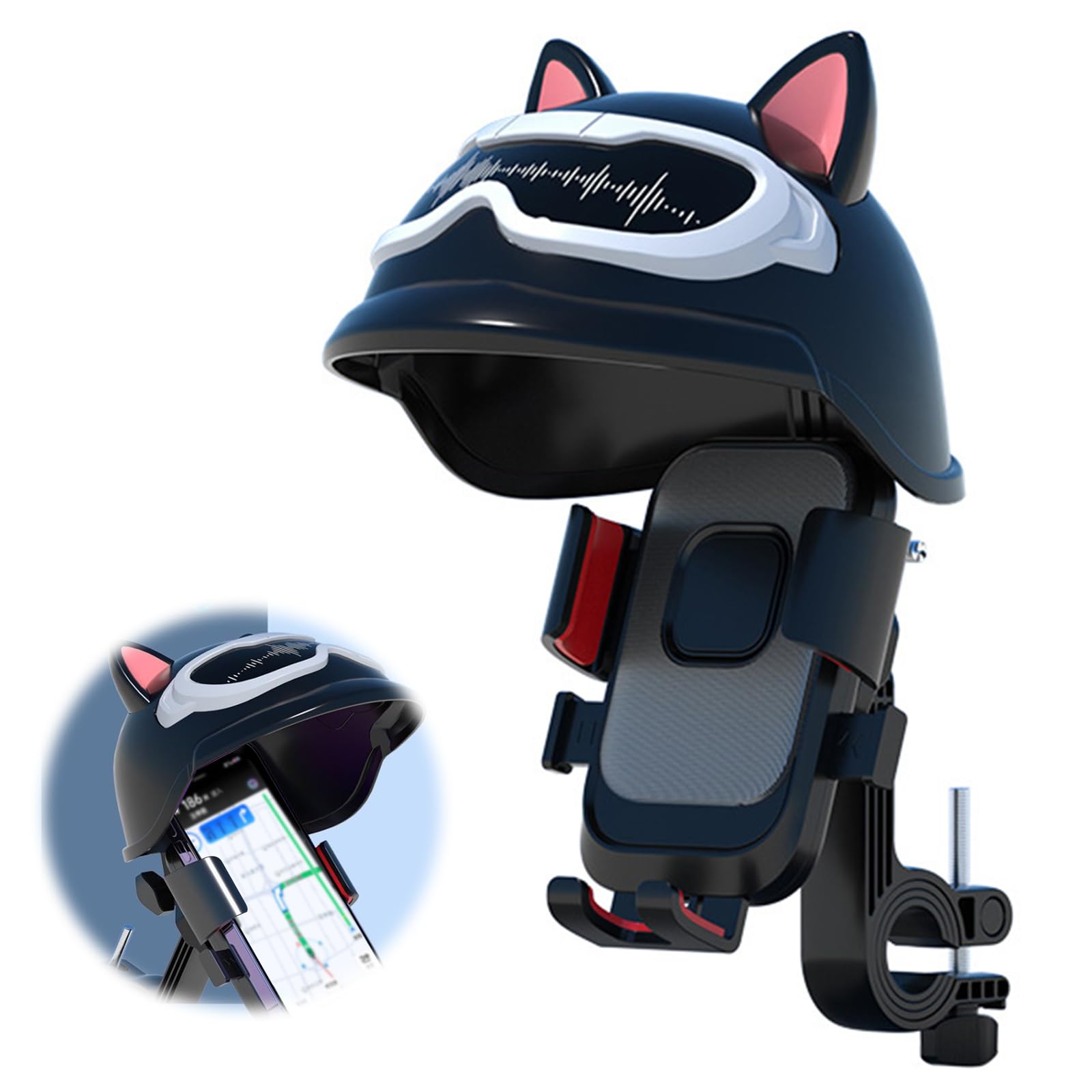 PAVIKEバイクスマホホルダー日除け スマホ日除け スマホホルダーサンシェード 取り付けが簡単で、360°回転および調整可能、落下防止、日よけと遮光、日光と雨からの保護、自転車、オートバイ、電気自動車などに適し