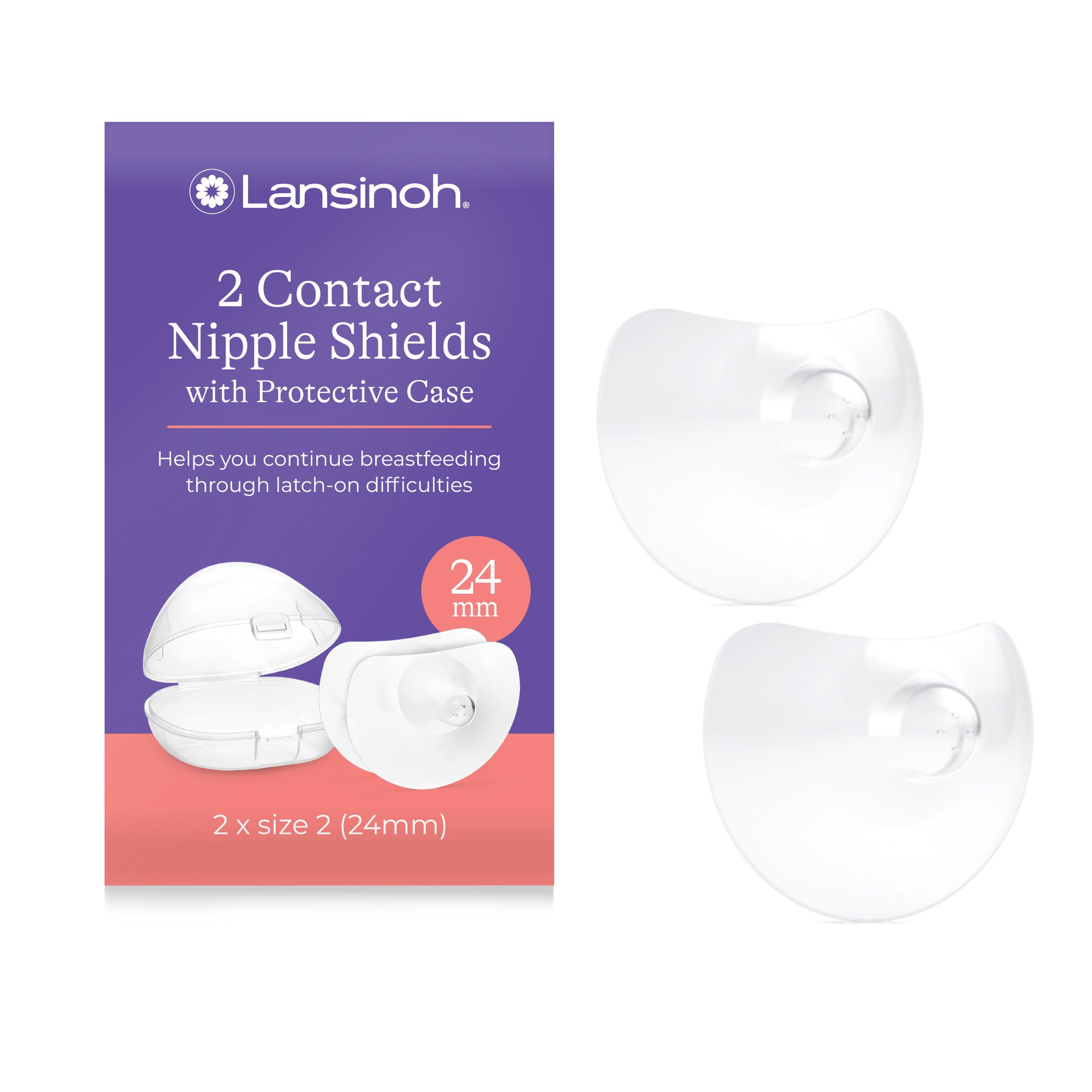 Lansinoh Contact Nipple Shields with Case (24mm Large) forBreastfeeding mums