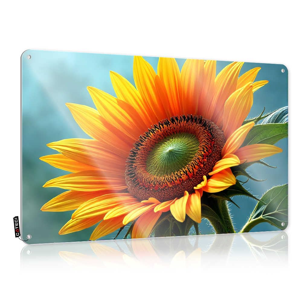 Fzfn Colour Tin Wall Decor Fun Stuff Mancave Stunning Reusable Sunflower In Full Bloom - Easy To Hang Art(30X40cm)
