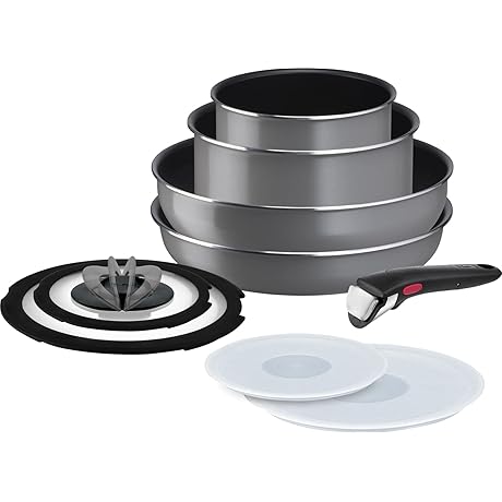 Tefal Ingenio Neo Phrase Gray 9-Piece Removable Handle Pot Frying Pan Set [L16199]