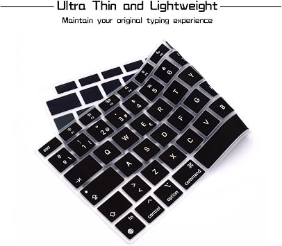 HRH Spanish EU Keyboard Cover Skin for MacBook Air 13 A2337 2020,Black