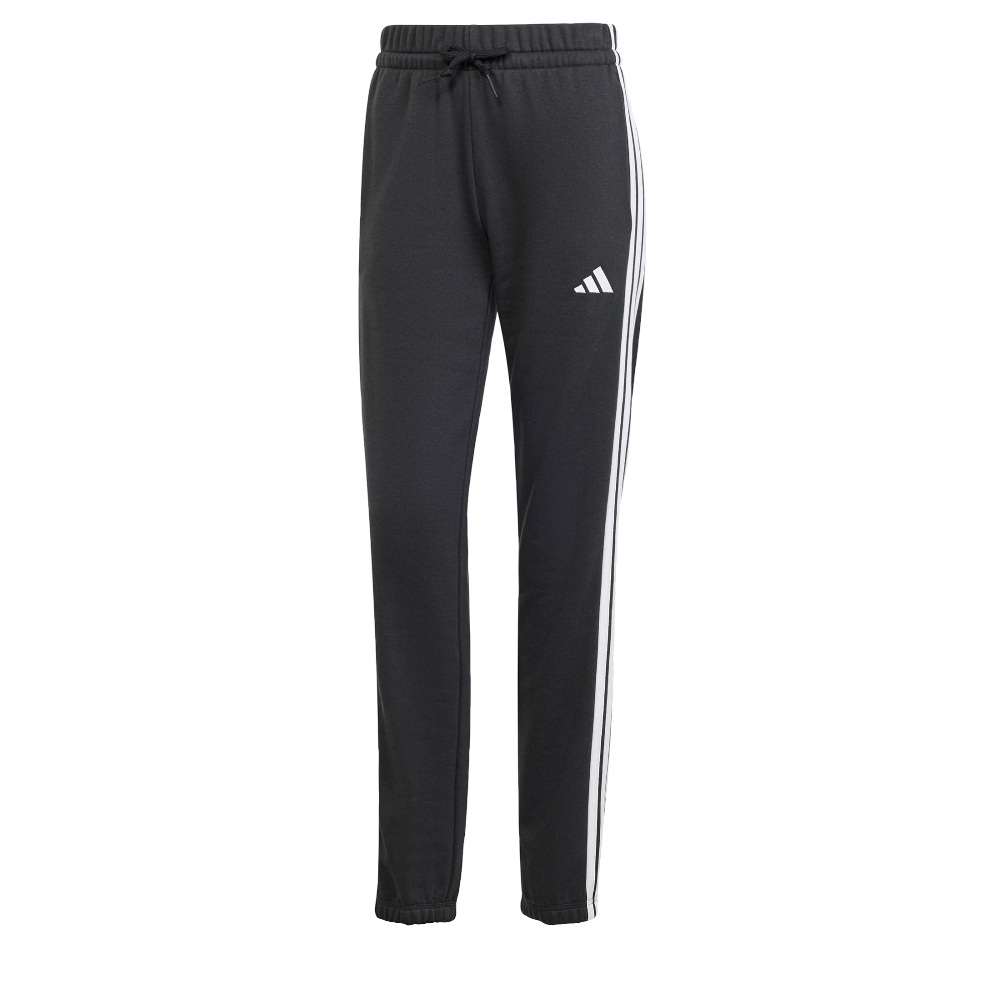 adidas Women's Essentials 3-Stripes French Terry Cuffed Pants, Black/White, XS