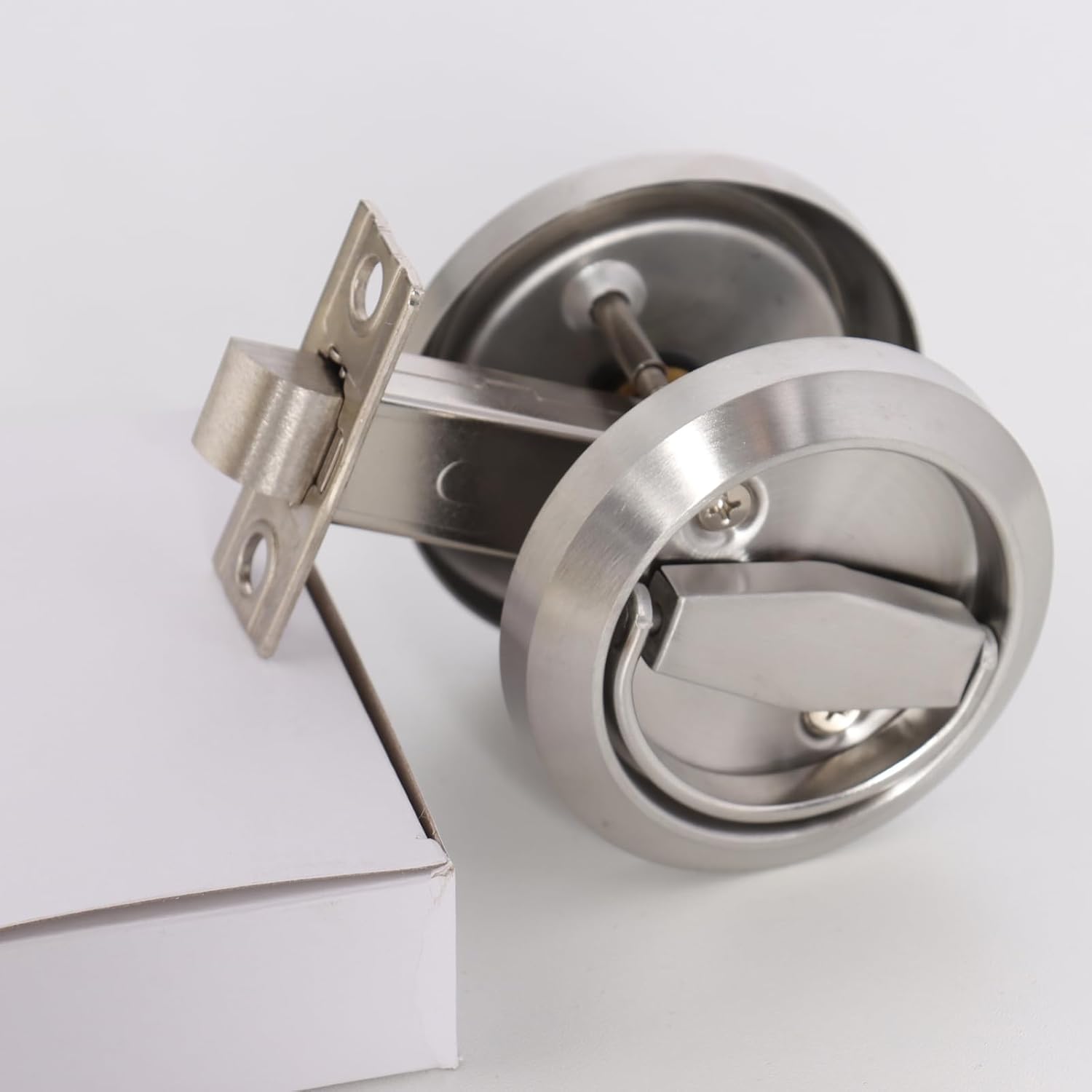 304 Stainless Steel, Low Profile Door Knobs, Ring Doors Pulls, Corridor Hidden Recessed Door Knob,Pocket Door Lock, Privacy Sliding Door Latch, No Locking, 1 Set Door Handles
