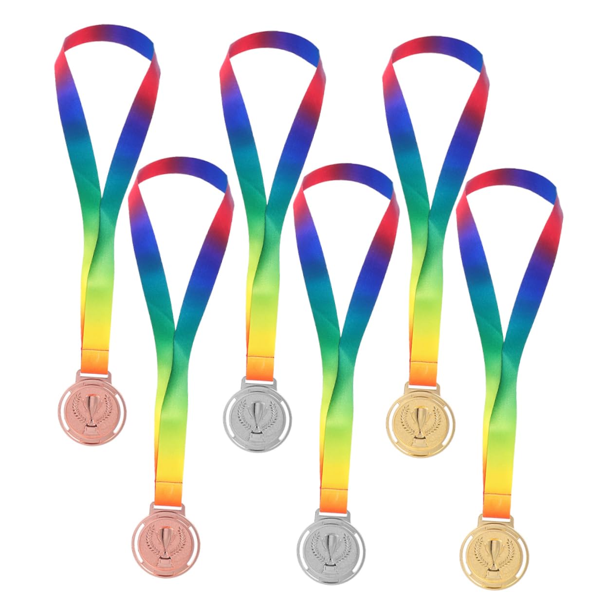 Abaodam Teiliges Medaillen Aus Metall Mit Lanyard Goldene Silberne Und Bronzefarbene Auszeichnungen Für Schulsportwettbewerbe Langlebige Anerkennungsmedaillen