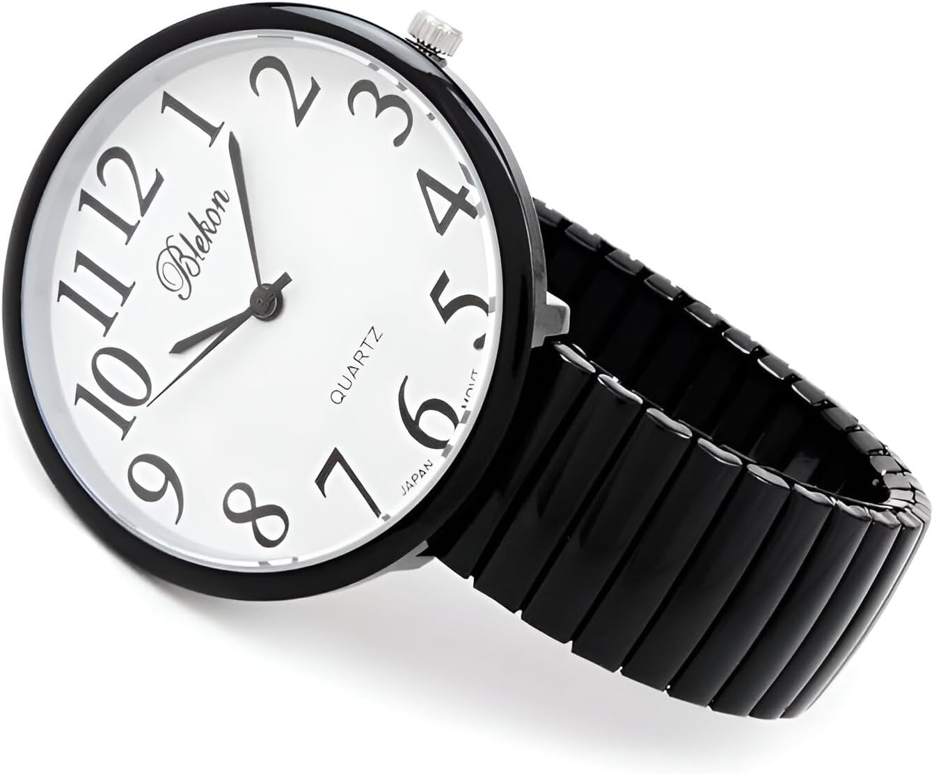 Geneva STC Black Super Large Face Stretch Band Easy to Read Watch - Image 4