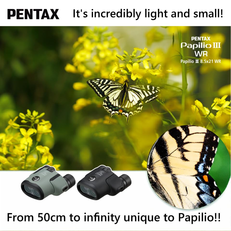 Binoculares Pentax Papilio III 8.5x21 WR Negro Compactos miniatura 3