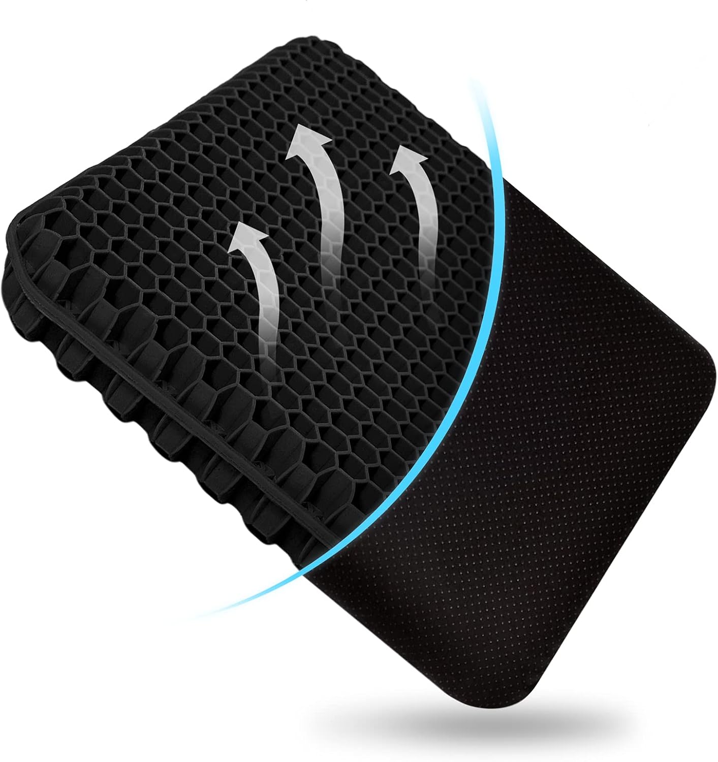 Gel Seat Cushion, for Long Sitting -Double Thick Gel Seat Cushion Breathable Honeycomb Chair Cushion with Non-Slip Cover for Office Chair Car, Wheelchair, Long Trips,Relief Sciatica Pain : Office Products