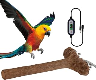 Simulated Wood Stand Perch Warm Comfortable Bird Heating Station Pole