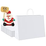 METRONIC Paper Gift Bags 16x6x12\'\' 100Pcs White Paper Bag with Handles Bulk for Small Business, Birthday Wedding Party Favor