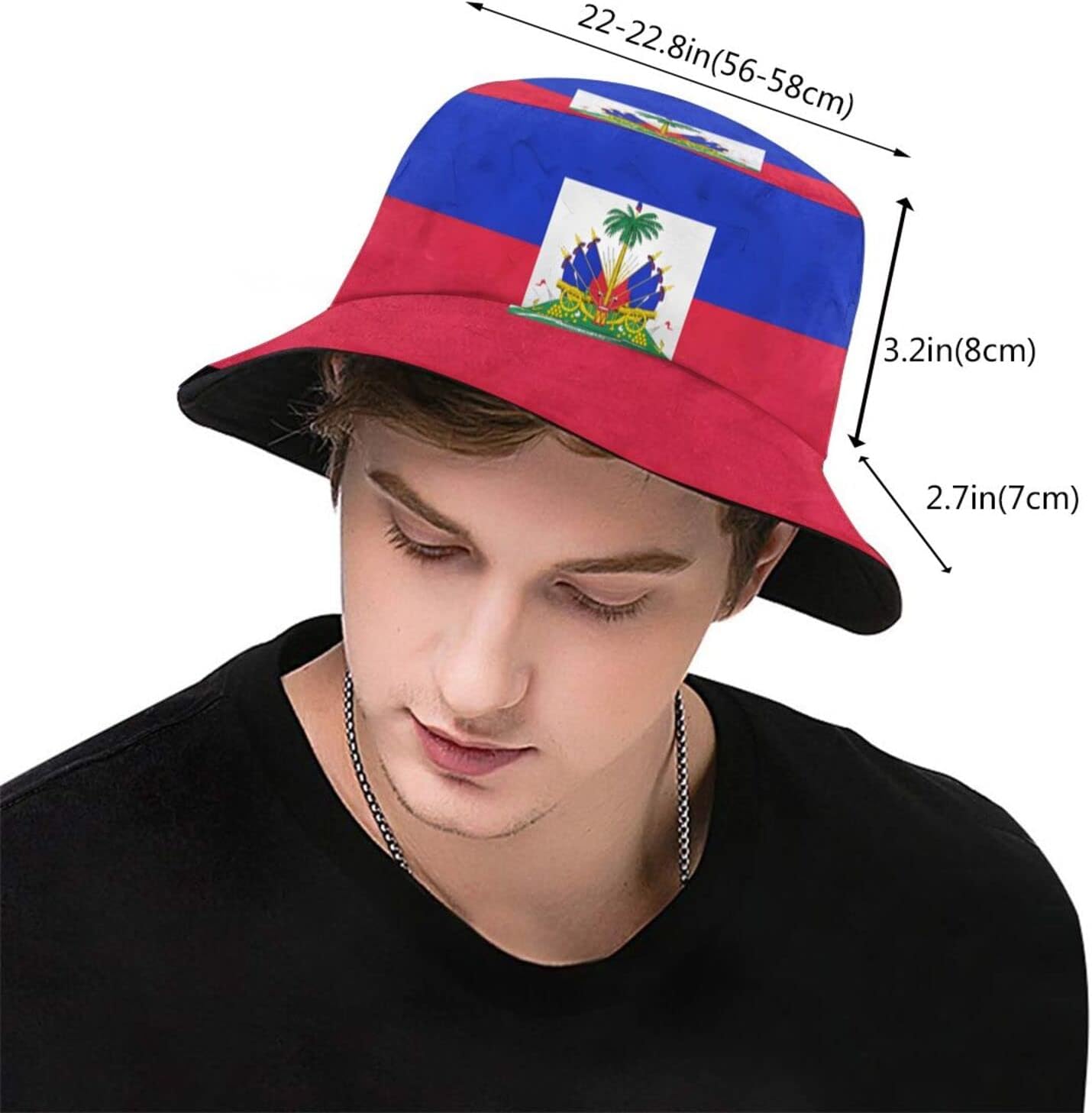 Fashion The Haitian American Bucket Hat Sun Protection Flag Bucket Hat Unisex Pattern Haitian Flag Hat… - Image 3
