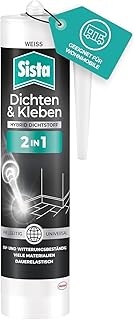 Sista Pattex Dichten & Kleben 2-in-1 Hybrid Dichtstoff, Klebstoff und Dichtmasse in einem, witterungsbeständige Fugenmasse, Dichtmasse für viele Materialien*, 1x280ml Kartusche, weiß