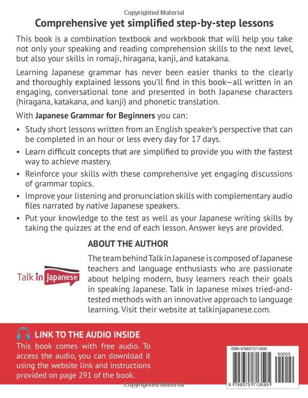 Vista 2 de Japanese Grammar for Beginners Textbook & Workbook Included Read, Speak, and Write Japanese