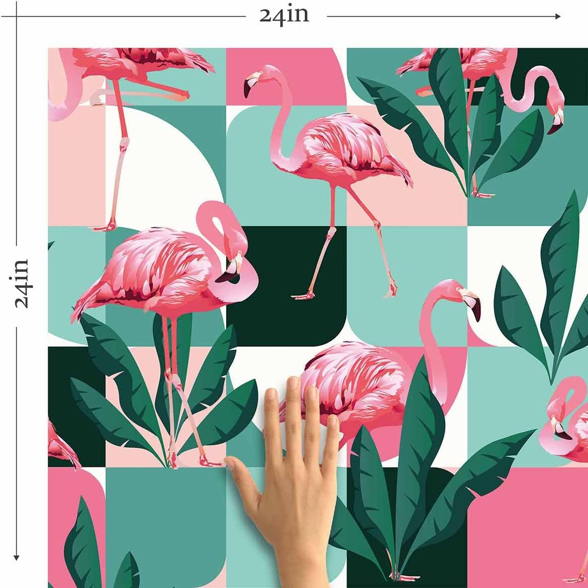 Walls By Me Pink Flamingo Peel and Stick Removable Wallpaper 7624