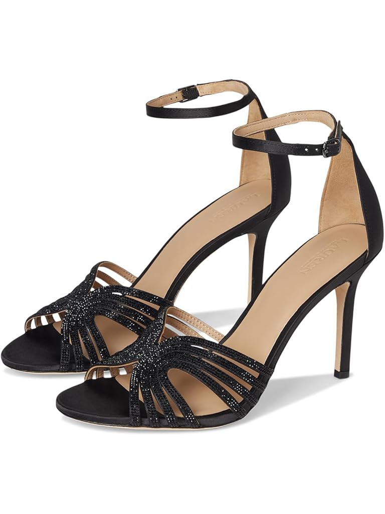 Black Lauren Ralph Lauren Allie Embellished Multistrap Sandals