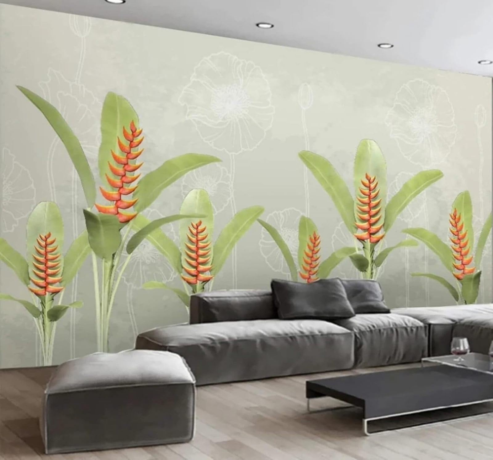 XLMING Minimalist Fresh Hand Drawn Green Banana Tree 3D Wallpaper Luxury Home Dining Decor Paste Sofa Living Room The Wall for Bedroom Mural-300cm×210cm
