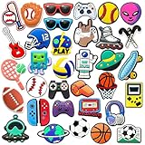 35-Piece Sports & Gaming Shoe Charms for Boys Men Kids Teens & Adults – Basketball Football Soccer Baseball...