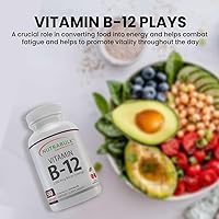 Vista 2 de NutraBulk Vitamina B-12 Cápsulas de 2500 mcg Micro-Pastilla Apoya el bienestar cognitivo y general, ayuda a ayudar al cerebro, la potencia