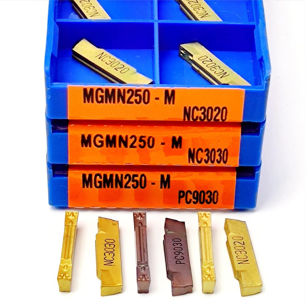 MGMN250 NC3020 NC3030 PC9030 - Inserti in metallo duro per lavorazione utensili per tornitura MGMN 250, lama in lega dura MGMN 250, 10 pezzi (MGMN250-M NC3030)