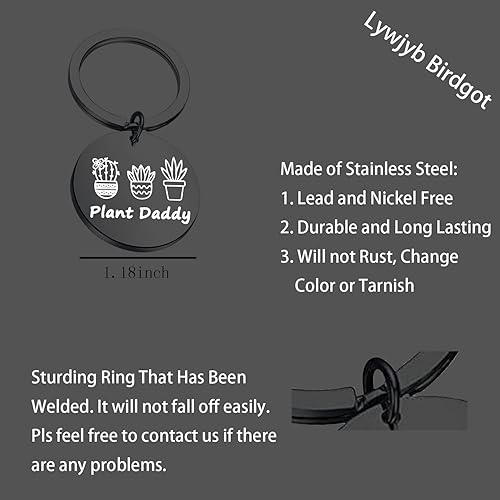 Miniatura 2 de Lywjyb Birdgot Plant Daddy Regalo para amantes de las plantas, llavero para plantas suculentas regalo para hombres, 1.18inch, Metal, Na desconocido