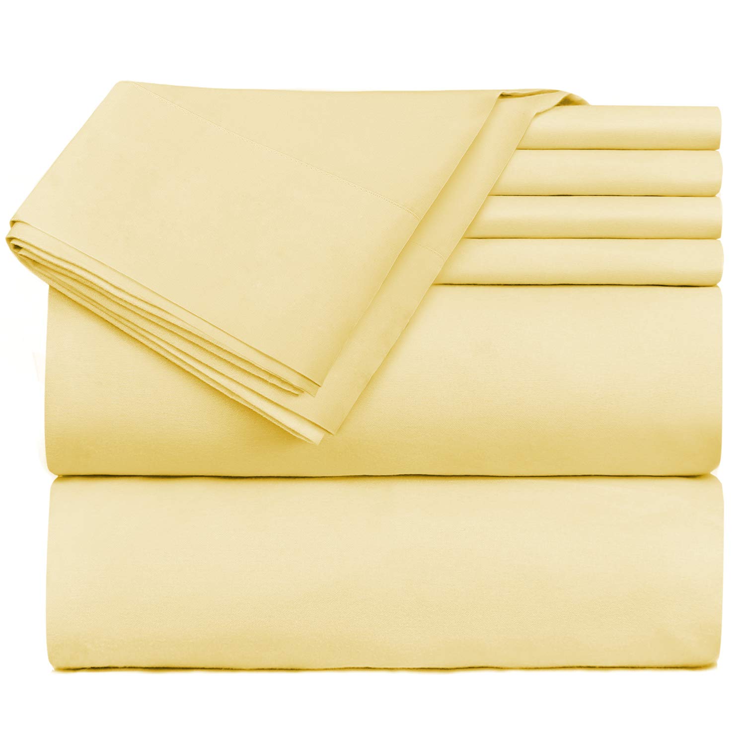 Hearth & Harbor 4 Piece Bed Sheet Set Extra Deep Pocket, Fits Mattress from 18-24 inces Depth, Twin, Mellow Yellow