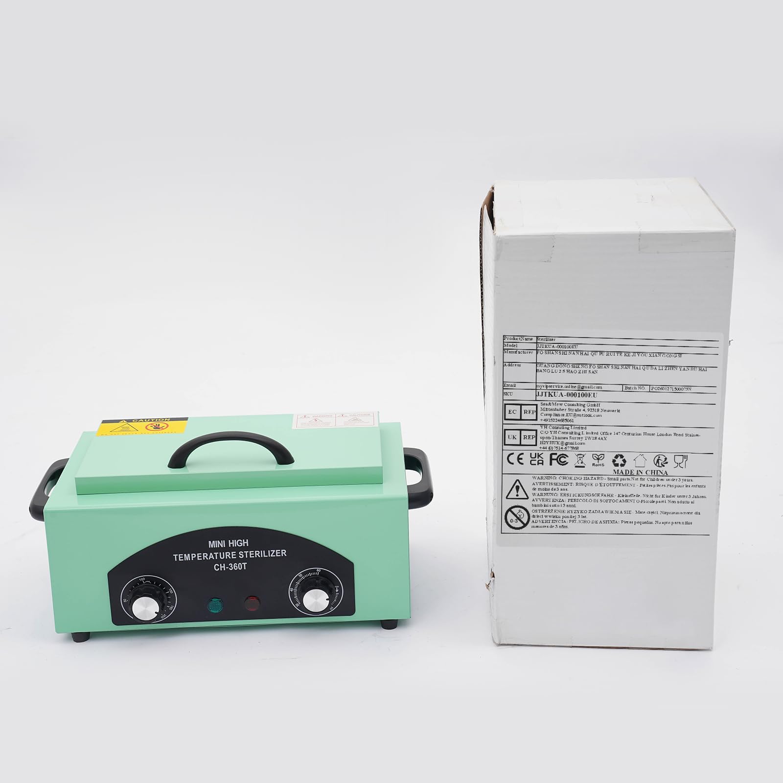 Sterylizator gorącym powietrzem 300 W, 50-220°C, regulacja temperatury, sterylizator z timerem, 0-60 minut, narzędzie do paznokci, sterylizator na sucho do studia paznokci, 34 x 18 x 15 cm,